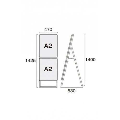 ポスターグリップスタンド看板コンビ(屋内用) A2A2片面ブラック PGSKC-A2A2KB