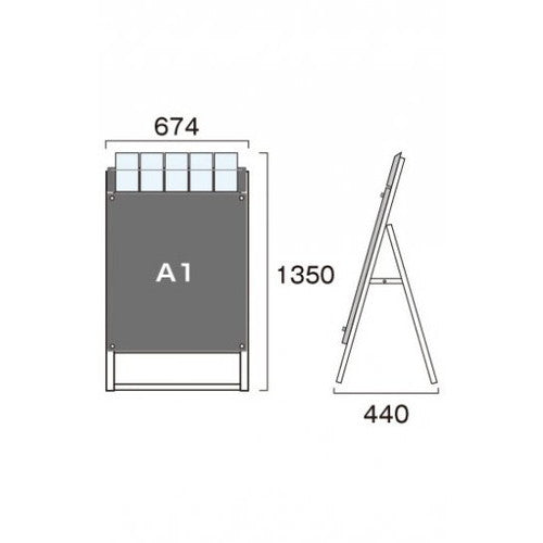 ポスター用スタンド看板マグネジ パンフレットケース付 A1片面ホワイト(屋外用) PSSKMNP-A1KW-G