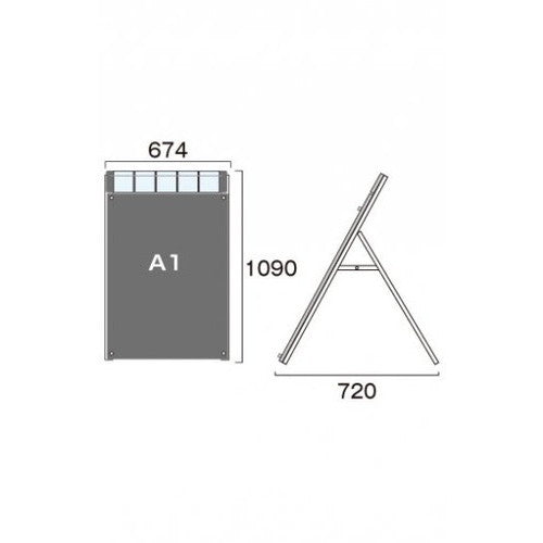 ポスター用スタンド看板マグネジ パンフレットケース付 A1ロウ片面ブラック(屋内用) PSSKMNP-A1LKB