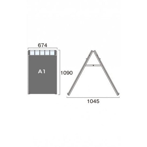 ポスター用スタンド看板マグネジ パンフレットケース付 A1ロウ両面ホワイト(屋内用) PSSKMNP-A1LRW