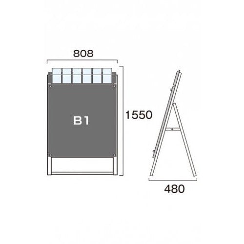 ポスター用スタンド看板マグネジ パンフレットケース付 B1片面ブラック(屋外用) PSSKMNP-B1KB-G