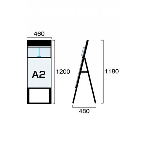 ブラックカタログケーススタンド看板 Dタイプ A2片面 BKCSKD-A2K