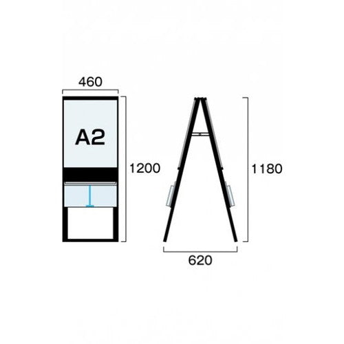 ブラックカタログケーススタンド看板 Uタイプ A2両面 BKCSKU-A2R