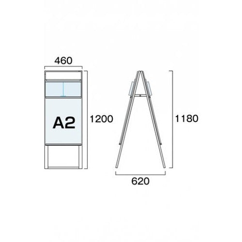カタログケーススタンド看板 Dタイプ A2両面 KCSKD-A2R