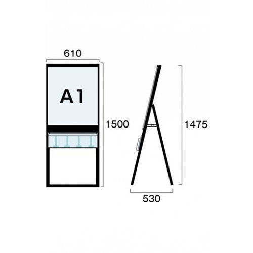 ブラックパンフレットケーススタンド看板 Uタイプ A1片面 BPCSKU-A1K