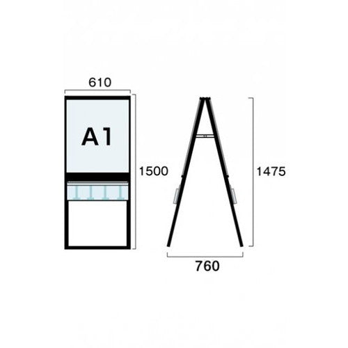 ブラックパンフレットケーススタンド看板 Uタイプ A1両面 BPCSKU-A1R