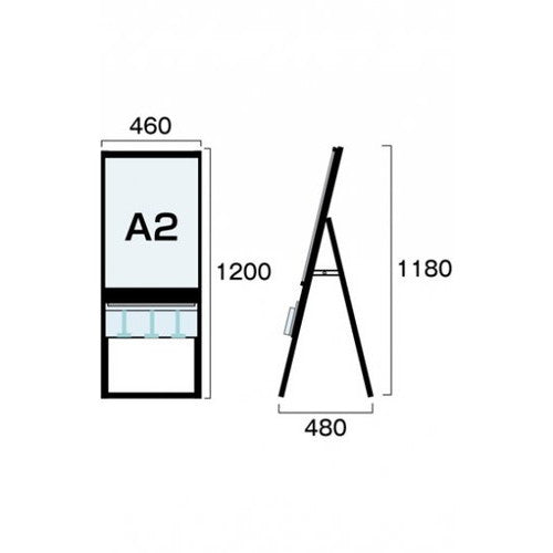 ブラックパンフレットケーススタンド看板 Uタイプ A2片面 BPCSKU-A2K