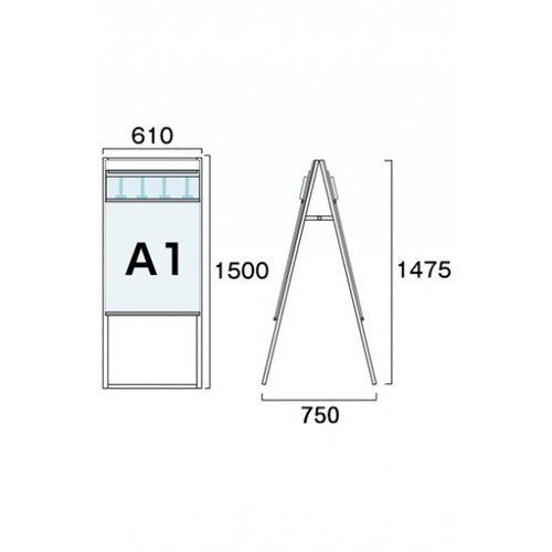 パンフレットケーススタンド看板 Dタイプ A1両面 PCSKD-A1R