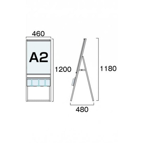 パンフレットケーススタンド看板 Uタイプ A2片面 PCSKU-A2K