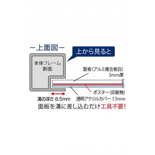 屋外ポールサインスタンド A3片面シルバー OPSS-A3K