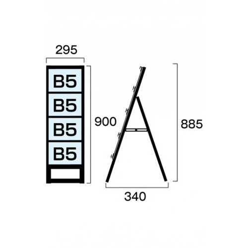 ブラックカードケーススタンド看板 B5横4片面 BCCSK-B5Y4K