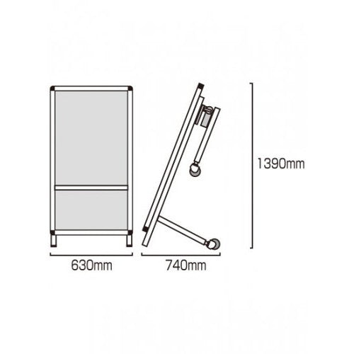 サポートサインショートストレッチャーホワイトボード SPS-STANKA-WB