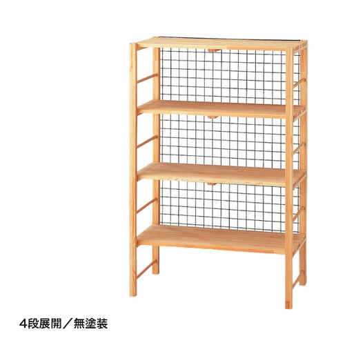システムシェルフW900棚4段ネット付ホワイトI0152WHT