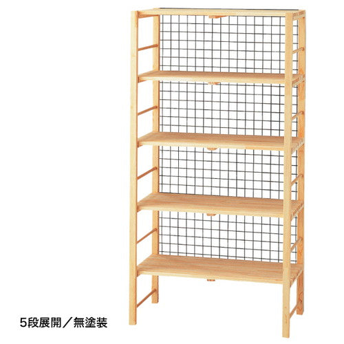 システムシェルフW900棚5段ネット付ホワイトI0153WHT