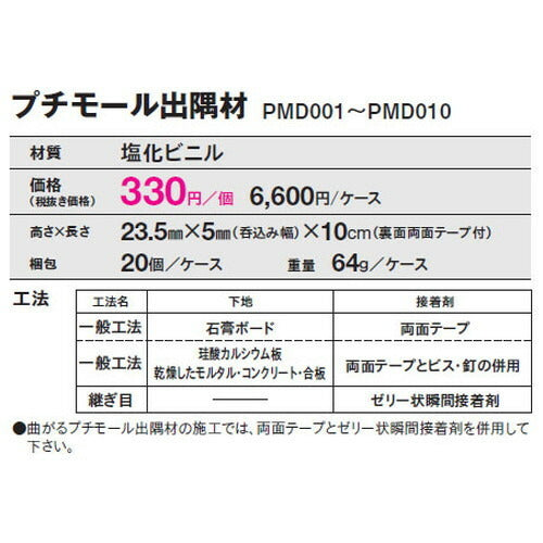 【立面仕上材】【東リ 立面仕上材】 プチモール出隅材 ケース売り(20個)