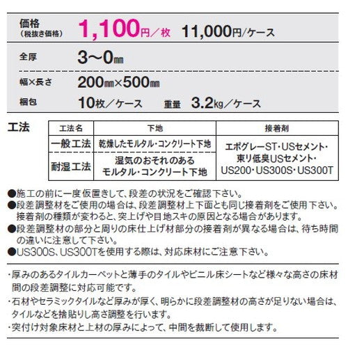 【段差調整材】東リ 段差調整材 200mm(厚3～0mm) ケース売り(10枚) SAJ1-30
