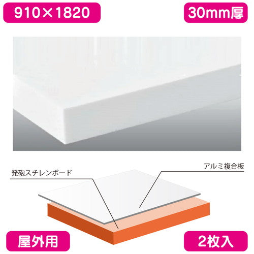 屋外用(アルミ複合板貼り) カルプボード 2枚入 APチャンネル 白 910×1820×30の商品画像