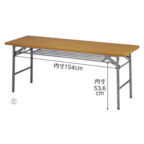 kp38-339-1-1 折りたたみテーブル W180cm 棚付き チーク D45cm