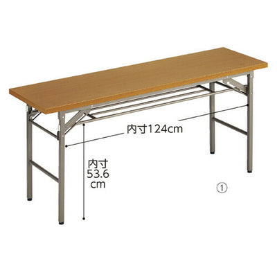kp38-339-4-1 折りたたみテーブル W150cm 棚付き チーク