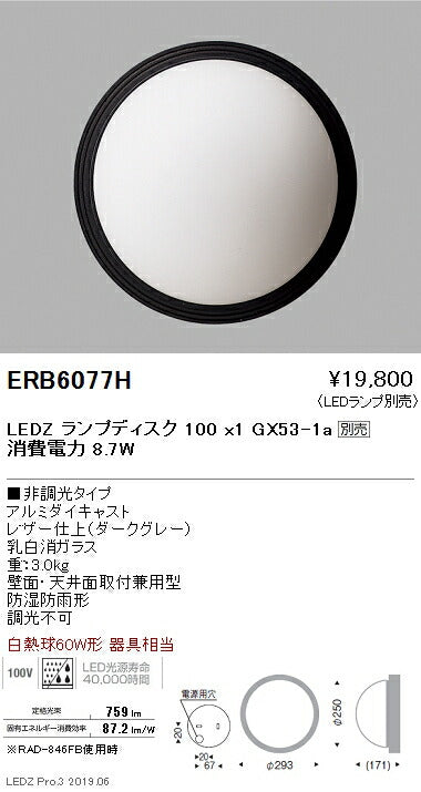 遠藤照明アウトドアライトブラケット本体ダークグレーDisk100ERB6077H※ランプ別売